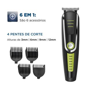 Aparador de Pelos Mondial Super Groom BG-04 com Função 6 em 1 Bivolt Preto