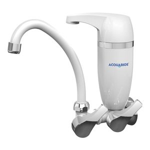 Torneira de Parede para Cozinha Acquabios Premium com Filtro e Bica Móvel Branca Cromada