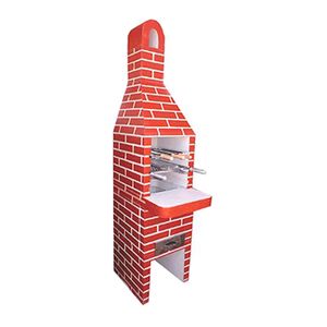 Churrasqueira Pré-Moldada de Concreto Refratário Mini Tijolinho Vermelha 45CM - Fortal