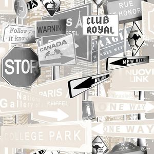 Papel De Parede Bobinex Placas Urbano Bege E Cinza