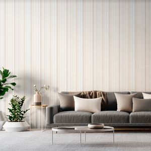 Papel De Parede Bobinex Listras Bege E Cinza