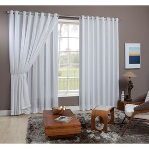 Cortina com Forro Essence Hermes Branco 400x260CM - Becadecor