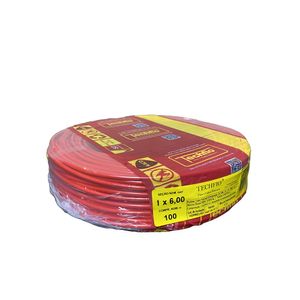Cabo Flex Techfio 6,00MM 450/750V Vermelho 100M