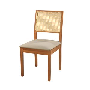 Cadeira em Madeira com Encosto em Tela Sextavada A95 Versalles Bege 94X45CM - Matos e Lopes