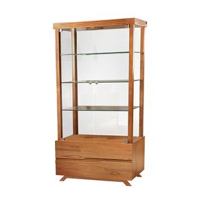 Cristaleira em Madeira com 2 Portas em Vidro California Natural  90X175CM - Matos e Lopes