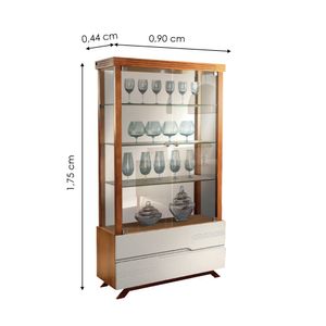 Cristaleira em Madeira com 2 Portas em Vidro California Natural  90X175CM - Matos e Lopes