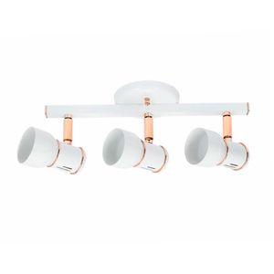 Spot Trilho de Sobrepor Direcionável com 3 Lâmpadas New Pint Branco e Cobre E-27 18X13X41CM - 268/3 - Dital