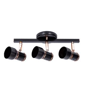 Spot Trilho de Sobrepor Direcionável com 3 Lâmpadas New Pint Preto e Cobre E-27 18X13X41CM - 268/3 - Dital