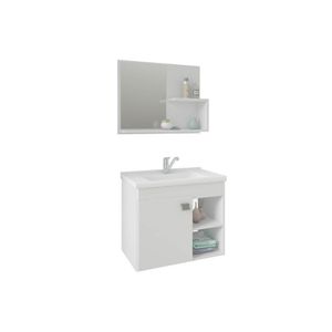 Kit Gabinete com Espelho MGM Lotus 55 CM Branco