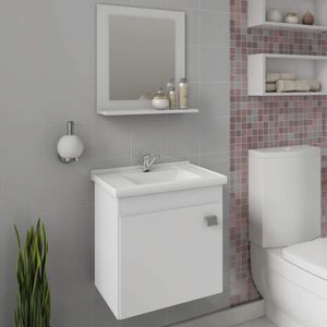 Kit Gabinete MGM Iris com Espelho 44 CM Branco