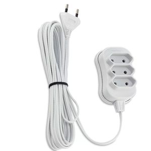 Extensão Elétrica com 3 Tomadas Slim Bipolar Branco 3M - Force Line