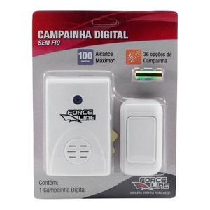 Campainha Digital Sem Fio com 36 Opções Sonoras - Force Line