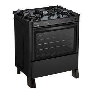 Fogão a Gás Esmaltec Jade Glass 5 Bocas com Acendimento Automático Preto