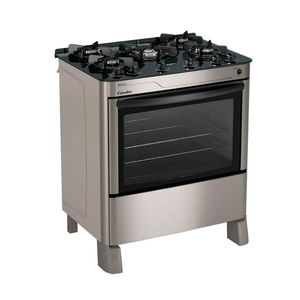 Fogão a Gás 5 Bocas com Tripla Chama e Acendimento Automático Jade Glass Inox Bivolt - Esmaltec
