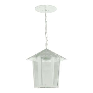 Pendente Colonial Cúpula Sextavada Vidro Liso 1XE27 Branco - Blumenau
