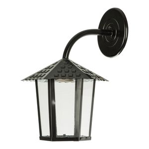 Arandela Colonial 6 Faces Vidro Liso E27X1 Preto - Blumenau