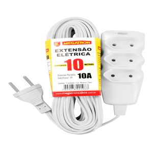 Extensão Megatron Paralelo 03 Tomadas 10,0M 220V Branca