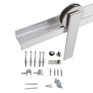 Kit Trilho para Porta de Correr Aparente com 2 Roldanas Cromado 2M - Alumina
