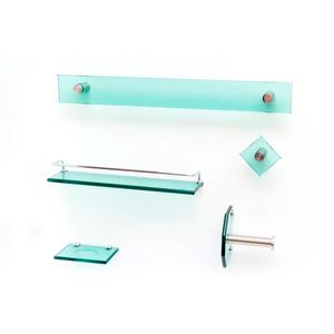 Kit de Acessórios para Banheiro Retangular com 5 Peças em Vidro Incolor - Karppi