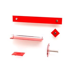 Kit de Acessórios para Banheiro Retângular em Vidro com 5 Peças Stander Vermelho - Karppi