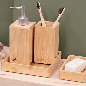 Bandeja Banheiro Yoi Quadrada Bambu 16,5X16,5X3Cm