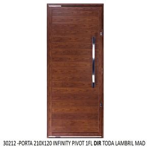 Porta de Alumínio Lider Infinity 1 Folha Pivotante Abertura Direita 210X120CM