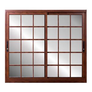 Janela de Correr com 2 Folhas de Vidro Quadriculada Infinity Madeira 100X120CM - MGM