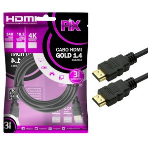 Cabo HDMI Pix Gold 1.4 4K Ultra HD 15P 3M 220V