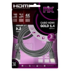 Cabo HDMI Pix Gold 1.4 4K Ultra HD 15P 3M 220V