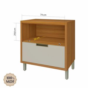 Balcão para Cozinha com 1 Porta e 1 Gaveta em MDF Imperatriz Freijó Off White 80CM - Nesher