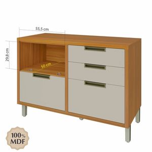 Balcão para Cozinha com 1 Porta e 4 Gavetas em MDF Imperatriz Freijó Off White 120CM - Nesher