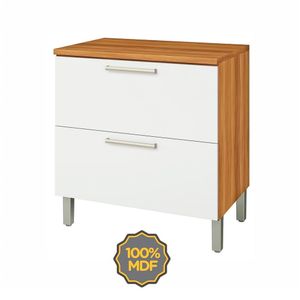 Balcão para Cozinha com Porta e Gaveta em MDF Burguesa Freijó e Branco 80CM - Nesher