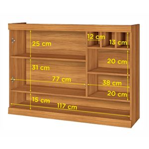 Armário Aéreo com 2 Portas em MDF Burguesa Branco e Freijó 120CM - Nesher