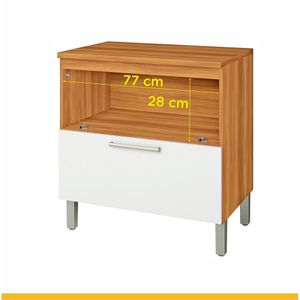 Balcão para Cozinha com Porta e Gaveta em MDF Burguesa Freijó e Branco 80CM - Nesher