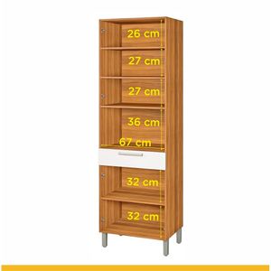 Paneleiro 4 Portas 1 Gaveta em MDF Burguesa Freijó e Branco 70CM - Nesher