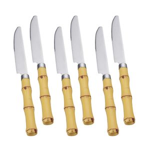 Conjunto 6 Facas Lyor para Mesa Bambu Natural 22 CM