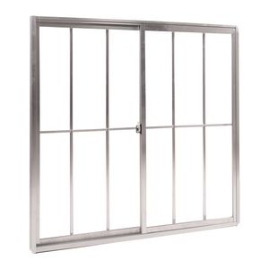 Janela De Correr Quality Home 100x100 C/ Grade Alumínio Natural Vd Canelado