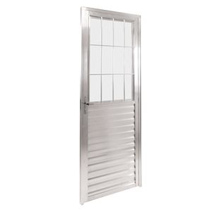 Porta De Giro Postigo Quality Home 80x210 Lado Direito Vd Canelado Alumínio Natural