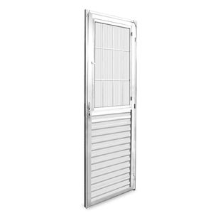 Porta De Giro para o Lado Esquerdo com Vidro Canelado Postigo 80X210 Alumínio Natural - Quality Home