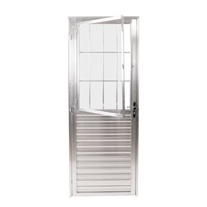 Porta De Giro Postigo Quality Home 80x210 Lado Direito Vd Canelado Alumínio Natural