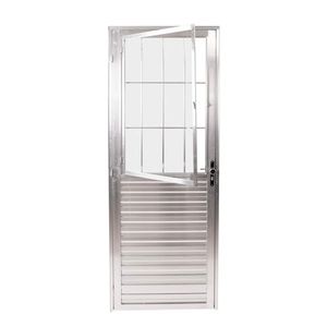 Porta De Giro Postigo Quality Home 90x210 Lado Direito Vd Canelado Alumínio Natural