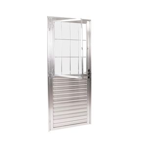 Porta De Giro Postigo Quality Home 90x210 Lado Direito Vd Canelado Alumínio Natural