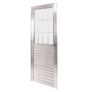 Porta De Giro Postigo Quality Home 90x210 Lado Esquerdo Vd Canelado Alumínio Natural