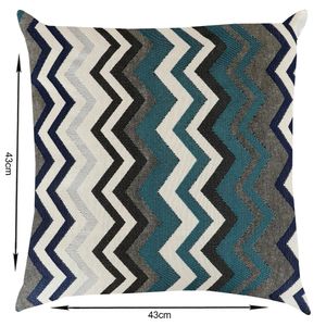 Capa De Almofada Próxima 43Cm Jacard Zig Azul