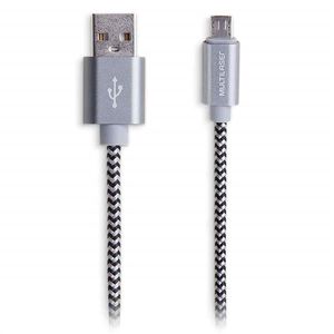 Cabo Nylon USB Multilaser WI341 Macho X Micro USB Macho 1,5m Cinza
