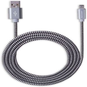 Cabo Nylon USB Multilaser WI341 Macho X Micro USB Macho 1,5m Cinza