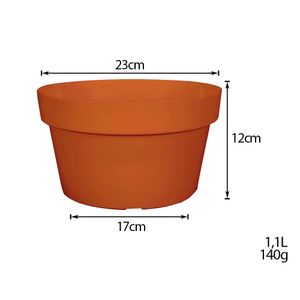 Vaso para Plantas Redondo em Polietileno Sampa Bowl Terracota 23X12CM - I.SAMP.023.012.12 - Vasart