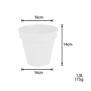 Vaso para Plantas em Polietileno Sampa Branco Sólido 16X14CM - I.SAMP.016.014.06 - Vasart