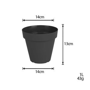 Vaso para Plantas em Polietileno Sampa Preto 14X13CM - I.SAMP.014.013.12 - Vasart