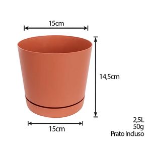 Vaso para Plantas em Polietileno Rio Terracota 15X14,5CM - I.ADGD.015.015.12 - Vasart